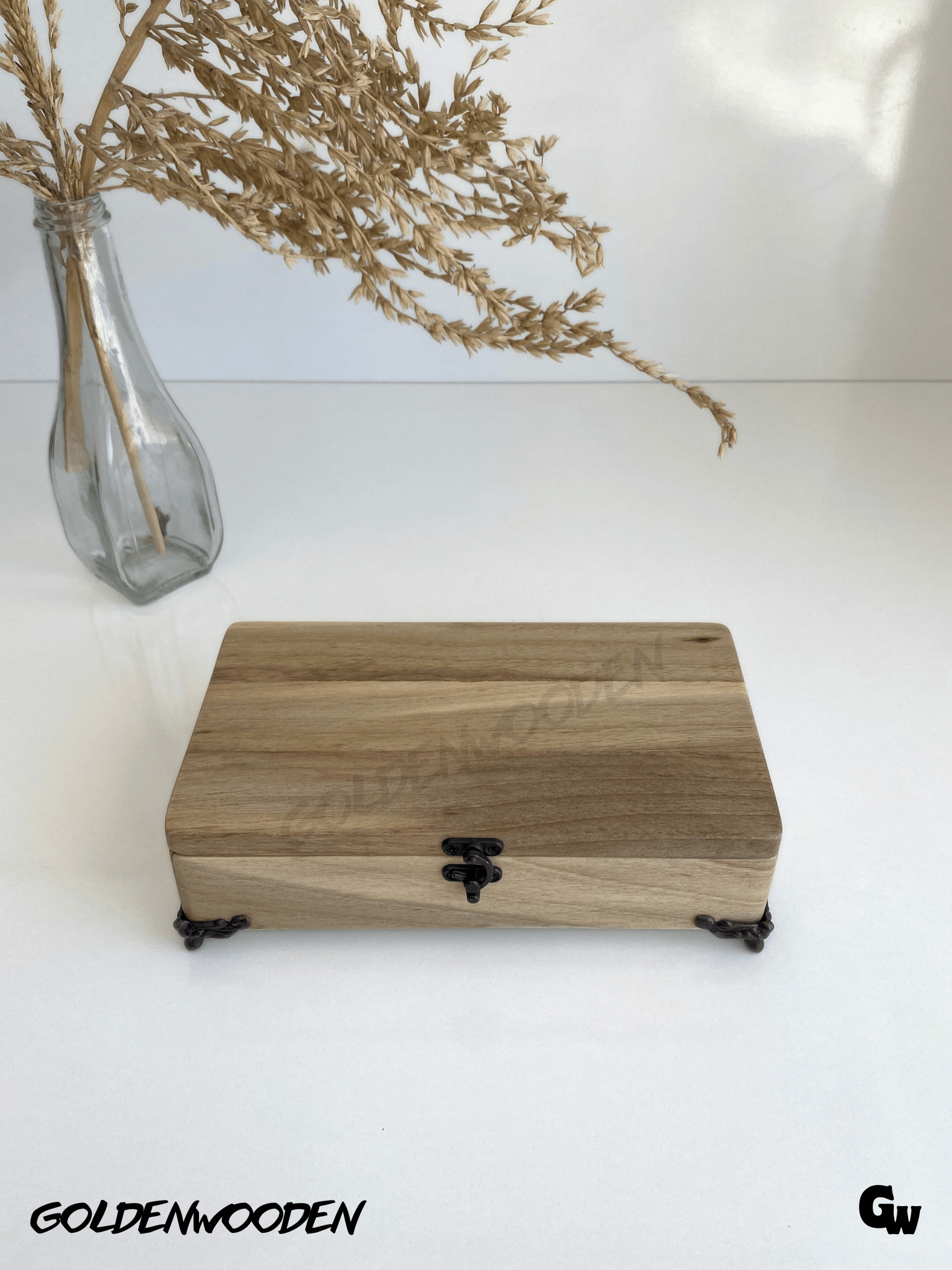 Doğal Ahşap Takı Kutusu Ahşap Saklama KUTUSU(CEVİZ)(BOY:20cm EN:11cm Yük:6cm)
