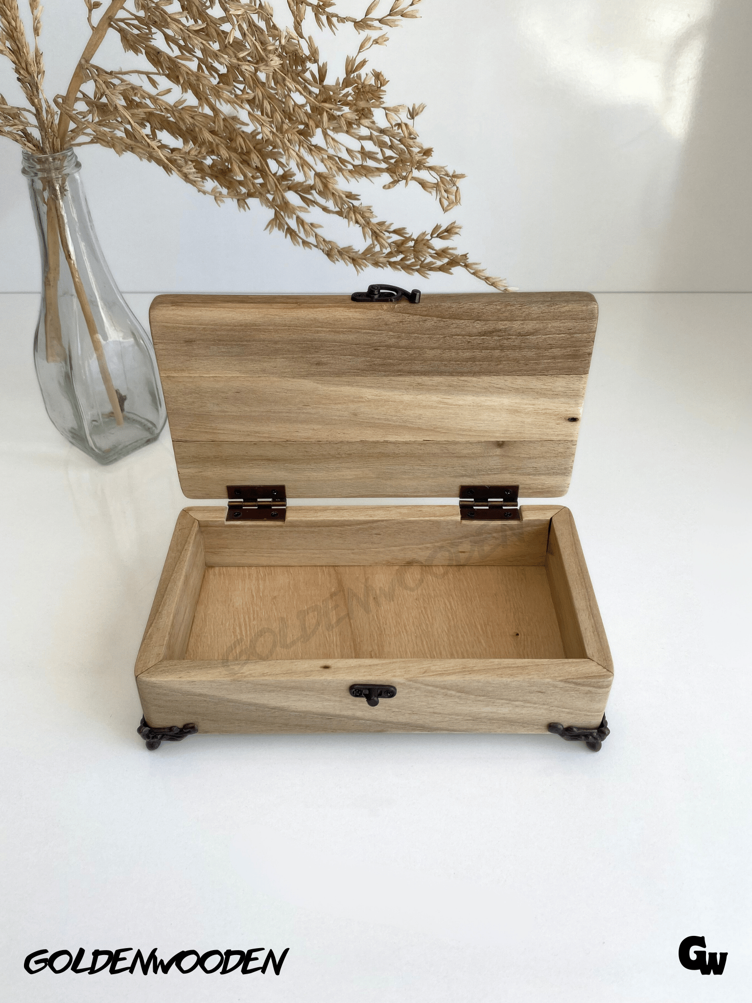 Doğal Ahşap Takı Kutusu Ahşap Saklama KUTUSU(CEVİZ)(BOY:20cm EN:11cm Yük:6cm)
