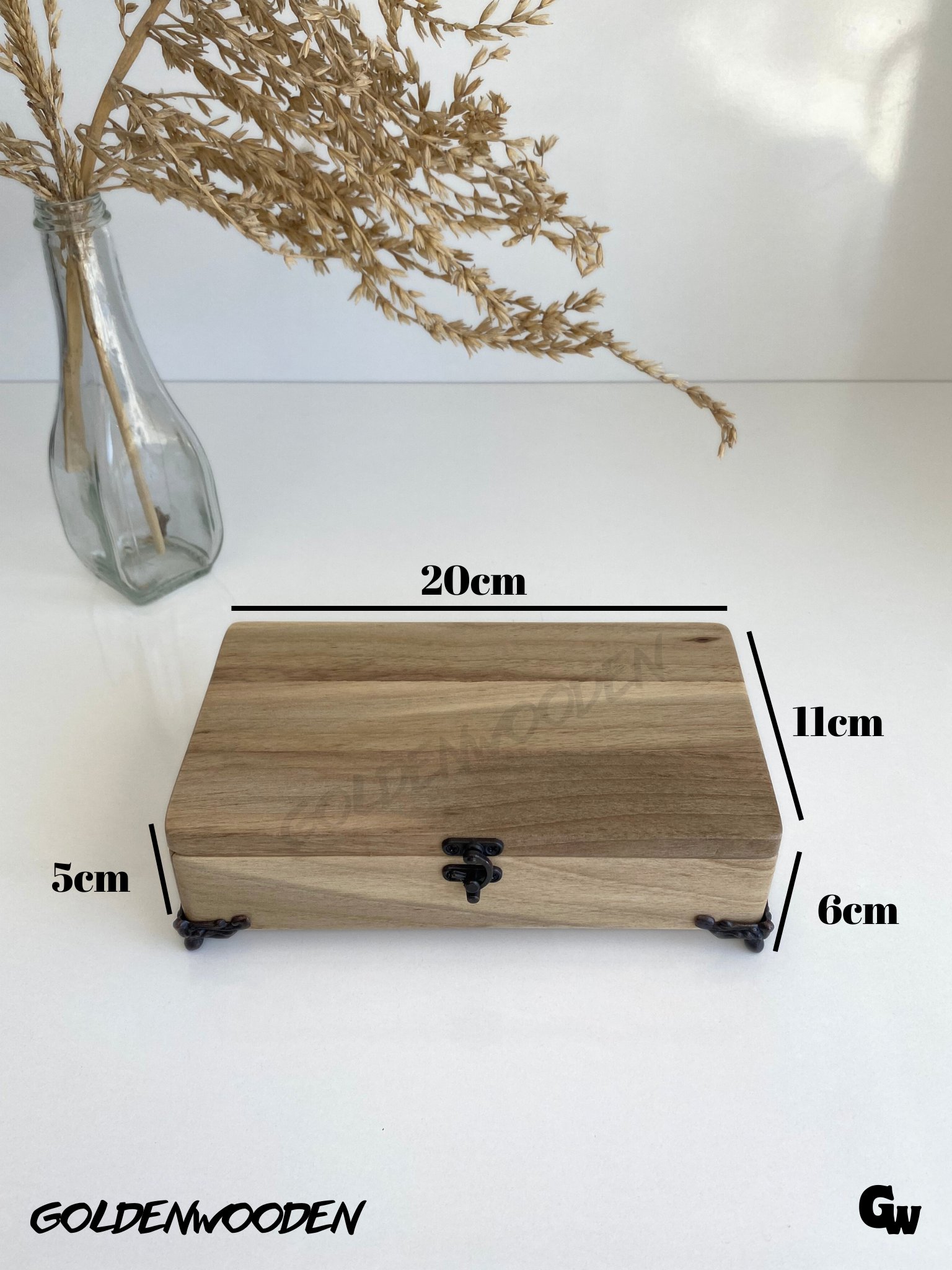 Doğal Ahşap Takı Kutusu Ahşap Saklama KUTUSU(CEVİZ)(BOY:20cm EN:11cm Yük:6cm)