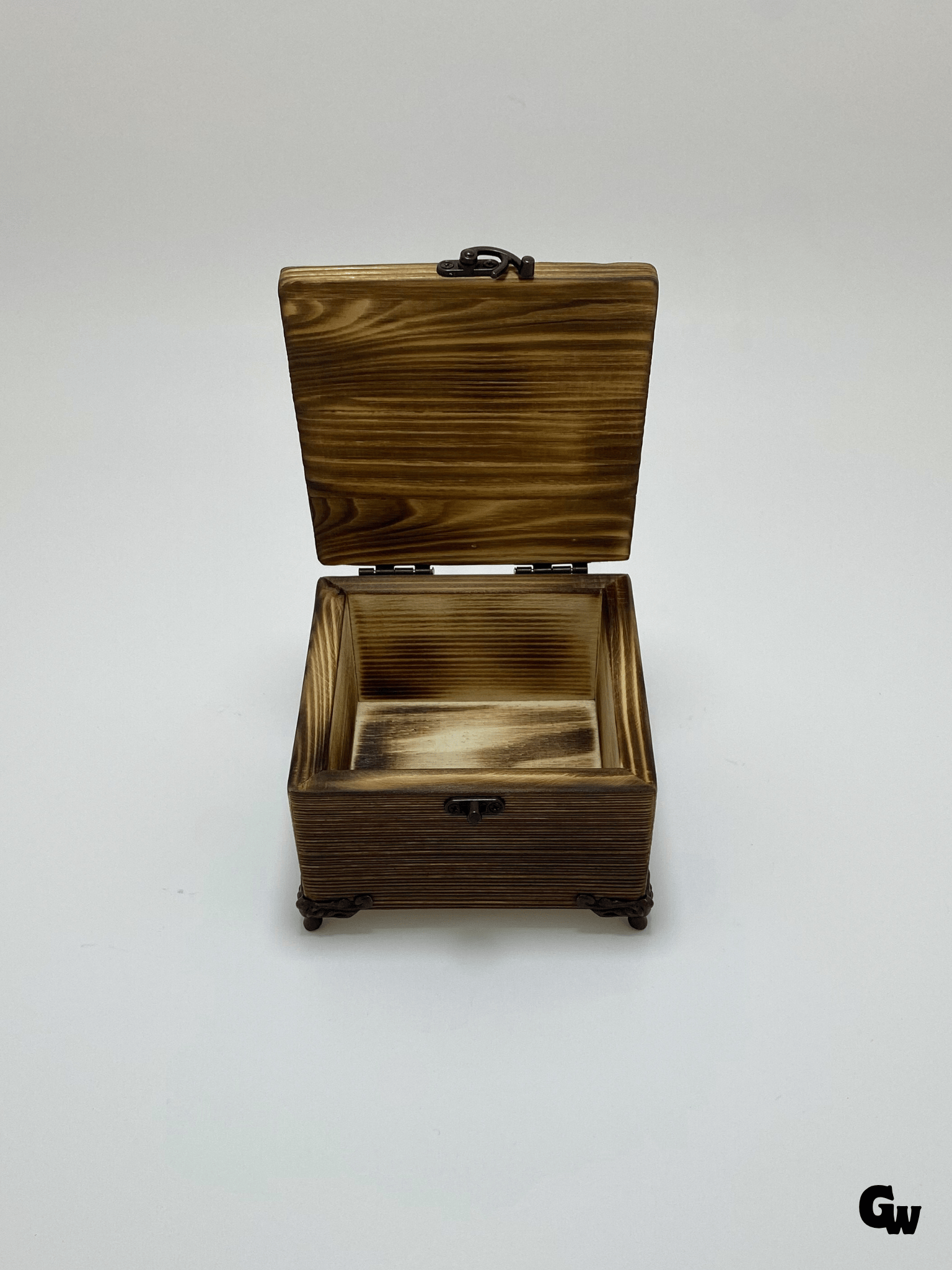Doğal Ahşap Yakma Takı Kutusu Ahşap Saklama Kutusu(BEYAZ ÇAM)(BOY:12cm EN:12cm Yük:8cm)