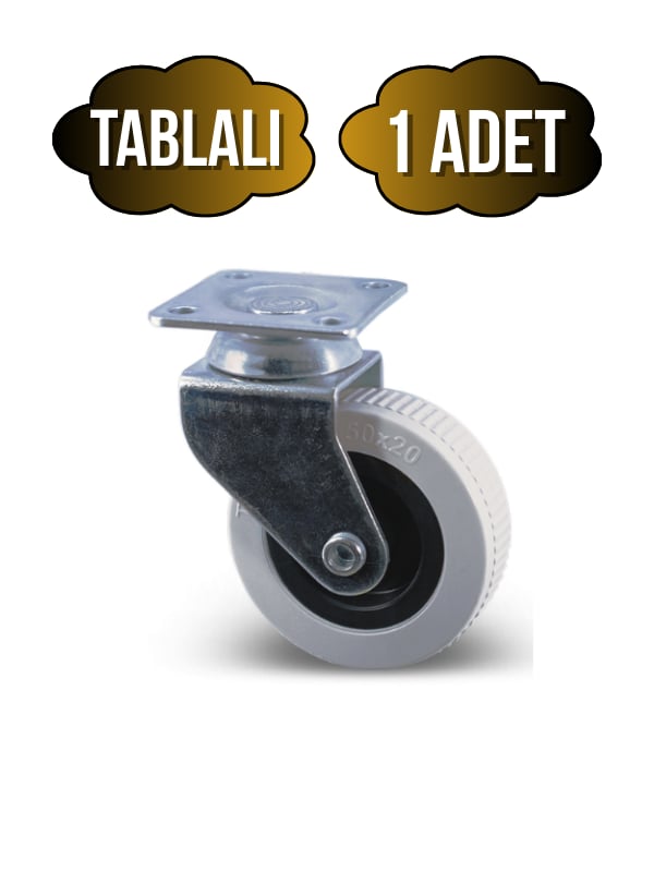 Düz Tabla Frensiz Lüks Masa Tekeri Sehpa Tekeri(FRENSİZ)(KROM - GRİ)(7CM)(TEKER ÖLÇÜ:50x20MM)