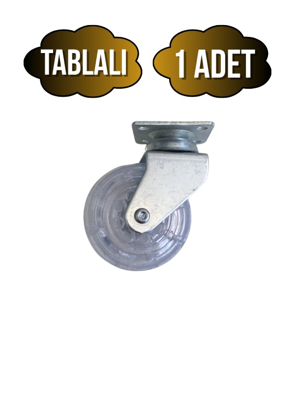 Düz Tabla Şeffaf Lastik Masa Tekeri Sehpa Tekeri(7CM)(METAL)(ŞEFFAF)(50x20MM)