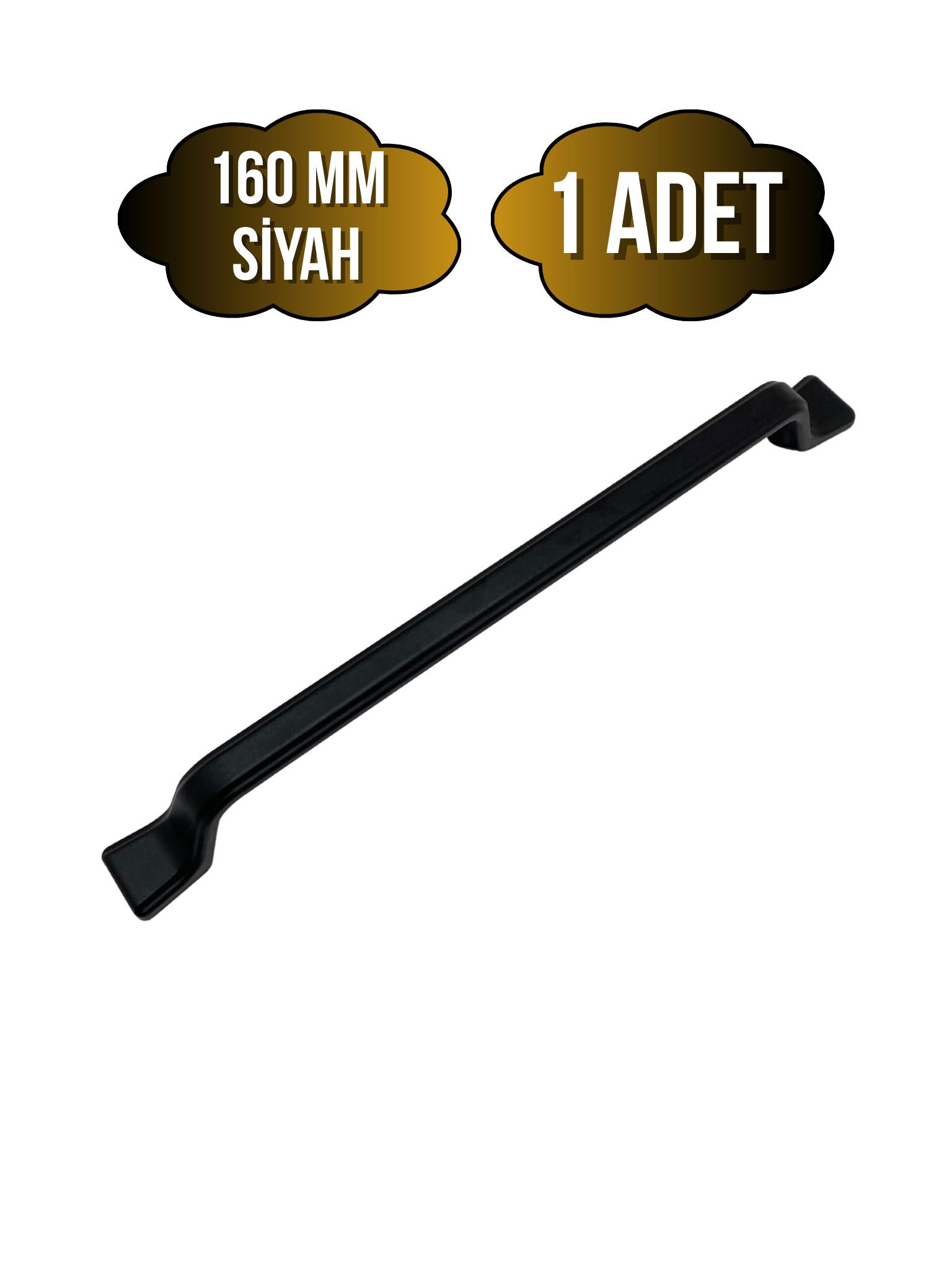 Havai Düz Siyah Metal Dolap Kulpu Mobilya ve Mutfak Dolap Kulpu(SİYAH)(160MM)