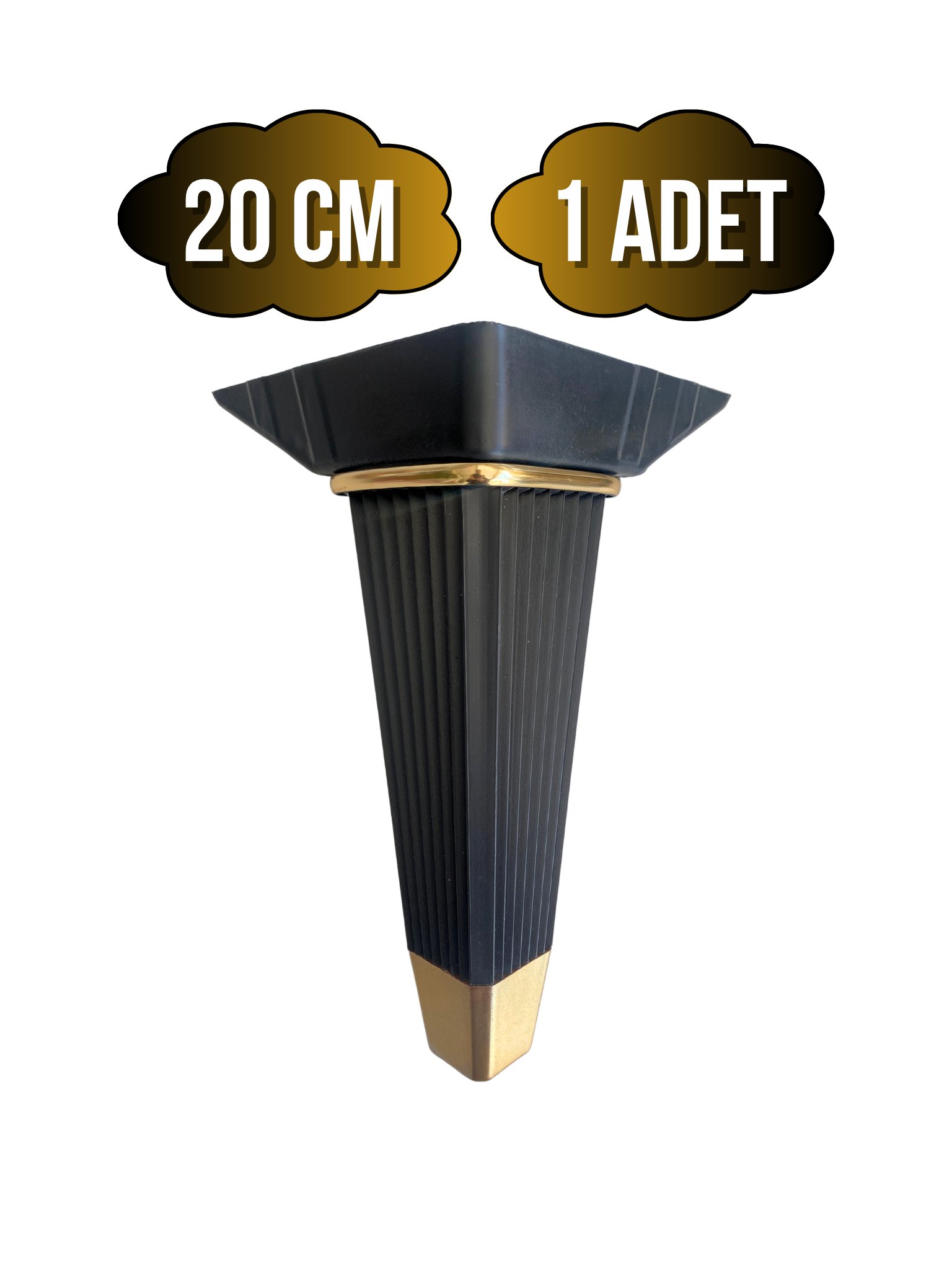 Irem Siyah Altın 20cm Plastik Ayak Mobilya Masa ve Dolap Ayağı(20CM)(SİYAH - ALTIN)