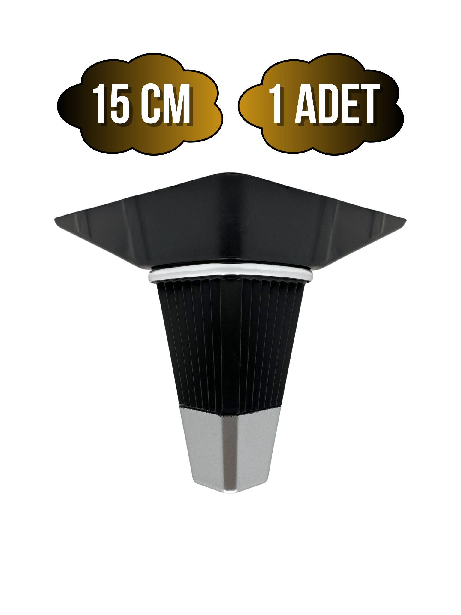 İrem Siyah Krom 15cm Plastik Ayak Mobilya Masa ve Dolap Ayağı(SİYAH KROM)(15CM)