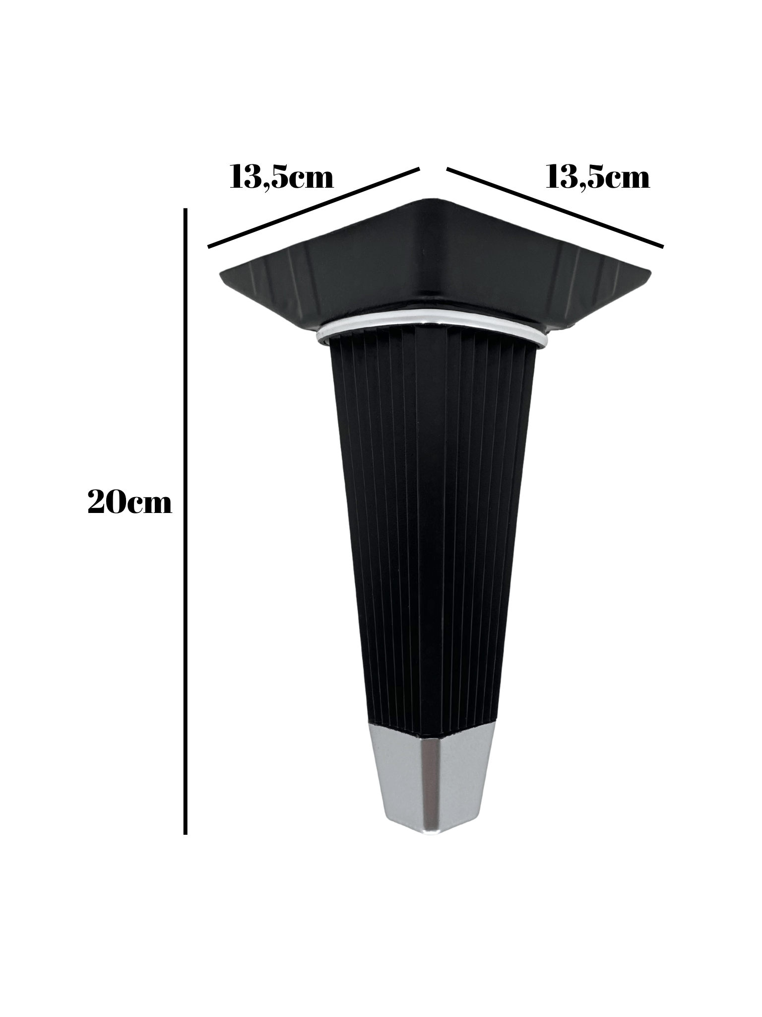 İrem Siyah Krom 20cm Plastik Ayak Mobilya Masa ve Dolap Ayağı(20CM)(SİYAH - KROM)
