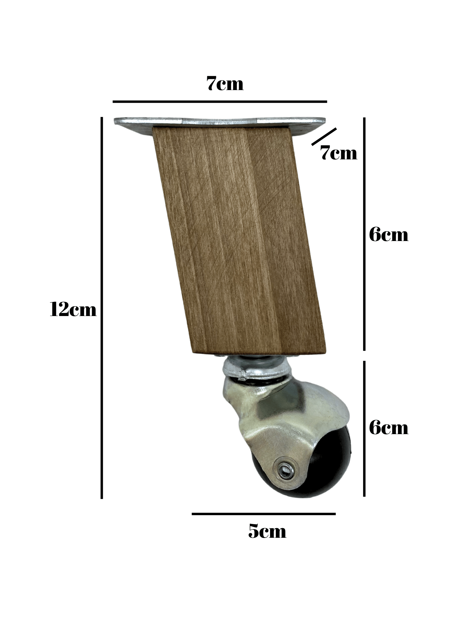 Kale Ahşap Eğimli Top Tekerli Ayak Mobilya Sehpa Tekerli Ayağı(K. CEVİZ)(12CM - 15CM)(CEVİZ AĞACI)
