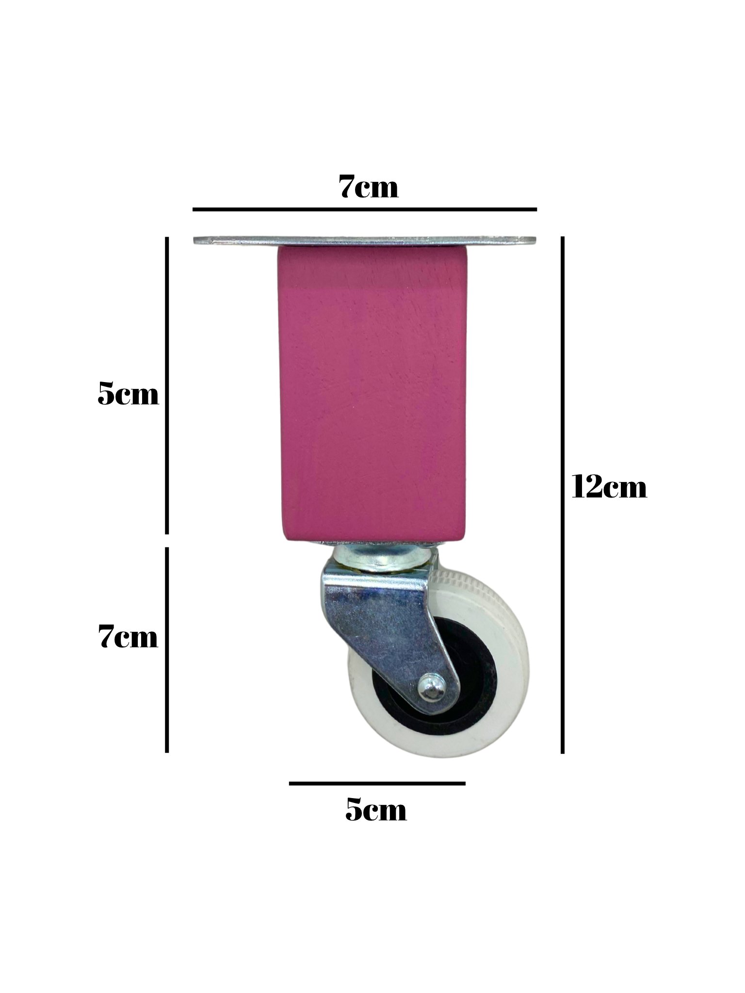 Kale Ahşap Tekerli Ayak Mobilya Masa Dolap Tekerli Ayağı(FRENSİZ)(PEMBE)