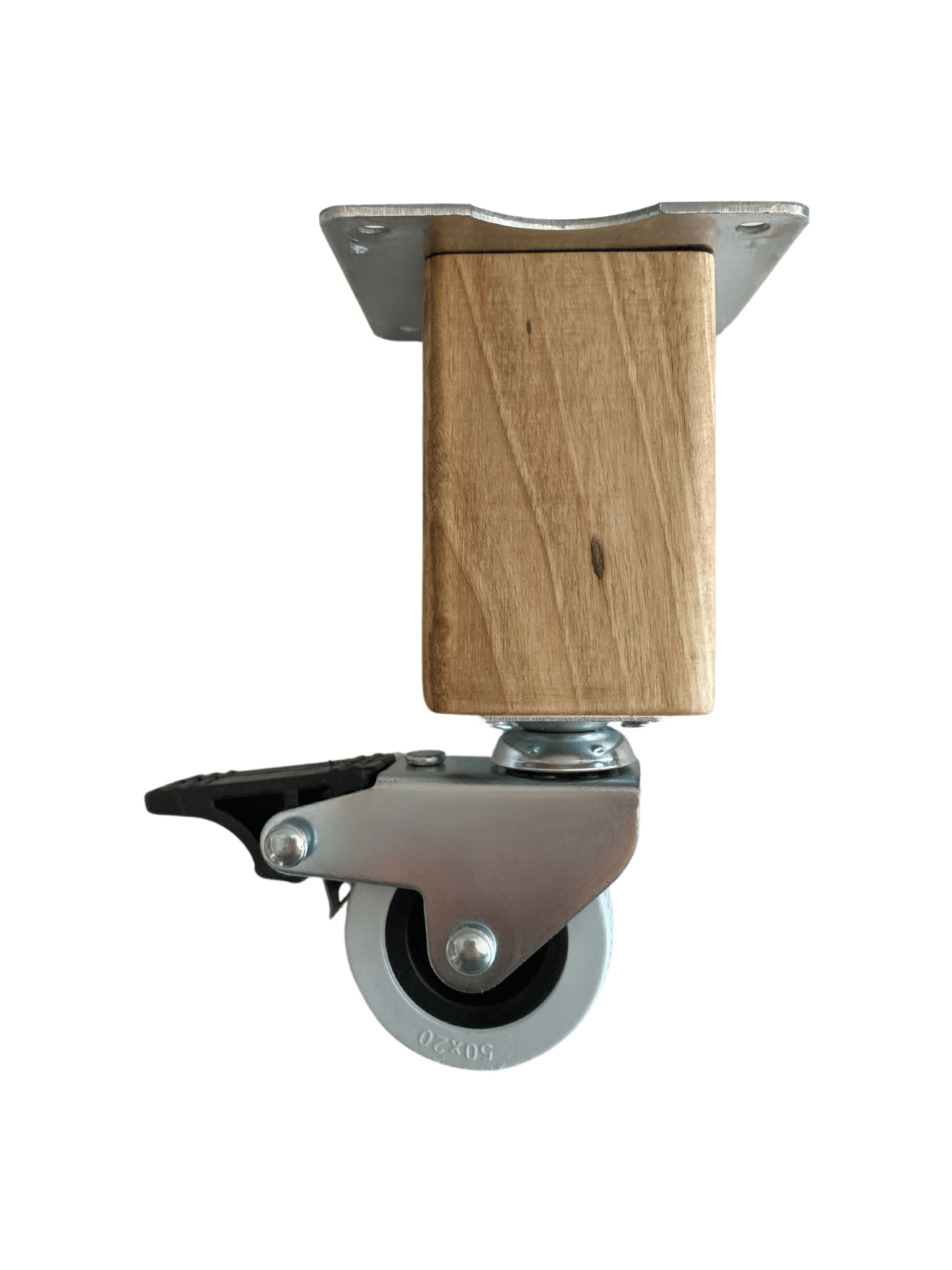 Kale Ahşap Tekerli Ayak Mobilya Masa Dolap Tekerli Ayağı(FRENLİ)(12CM - 15CM)(CEVİZ AĞACI)