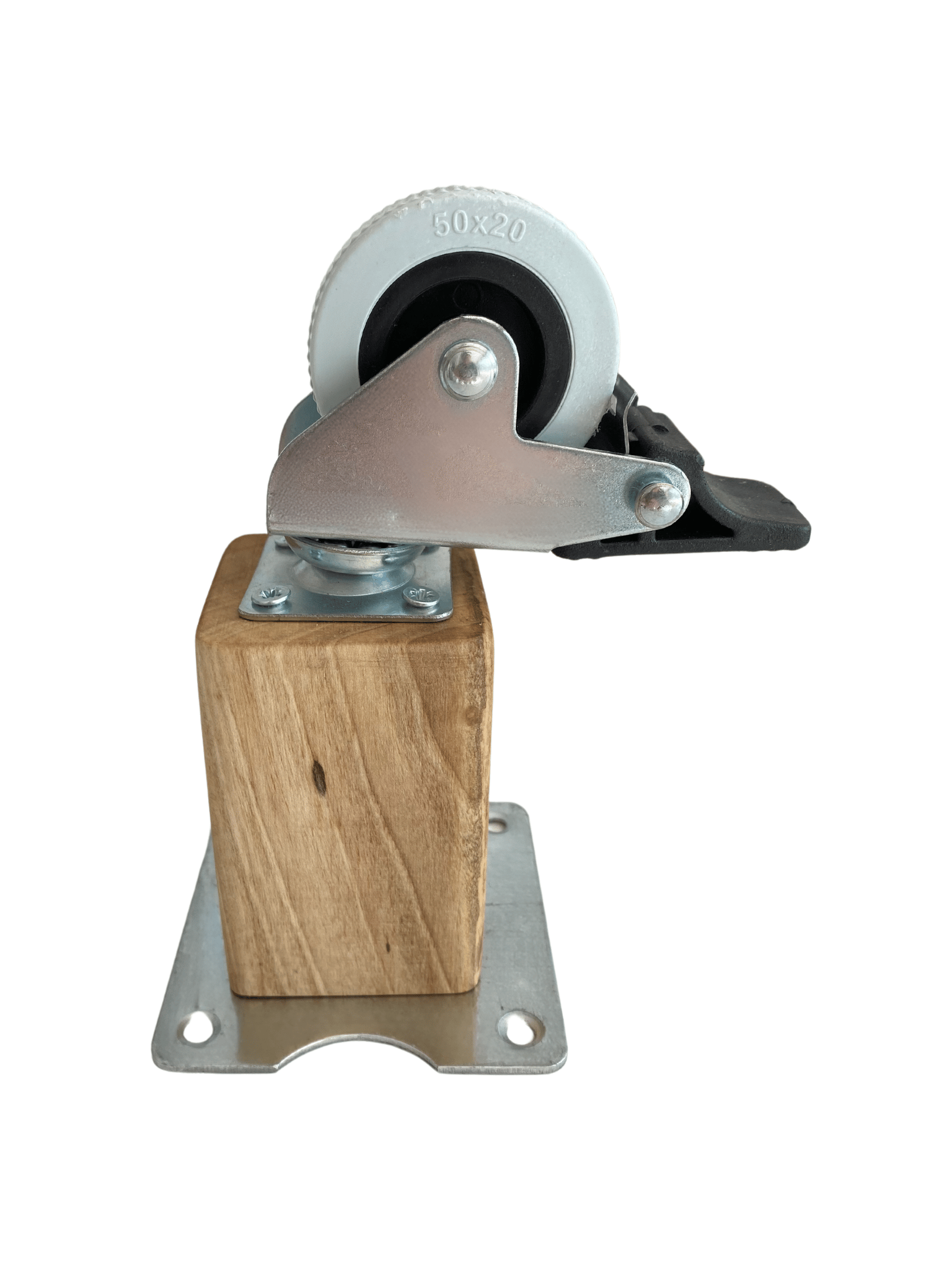 Kale Ahşap Tekerli Ayak Mobilya Masa Dolap Tekerli Ayağı(FRENLİ)(12CM - 15CM)(CEVİZ AĞACI)