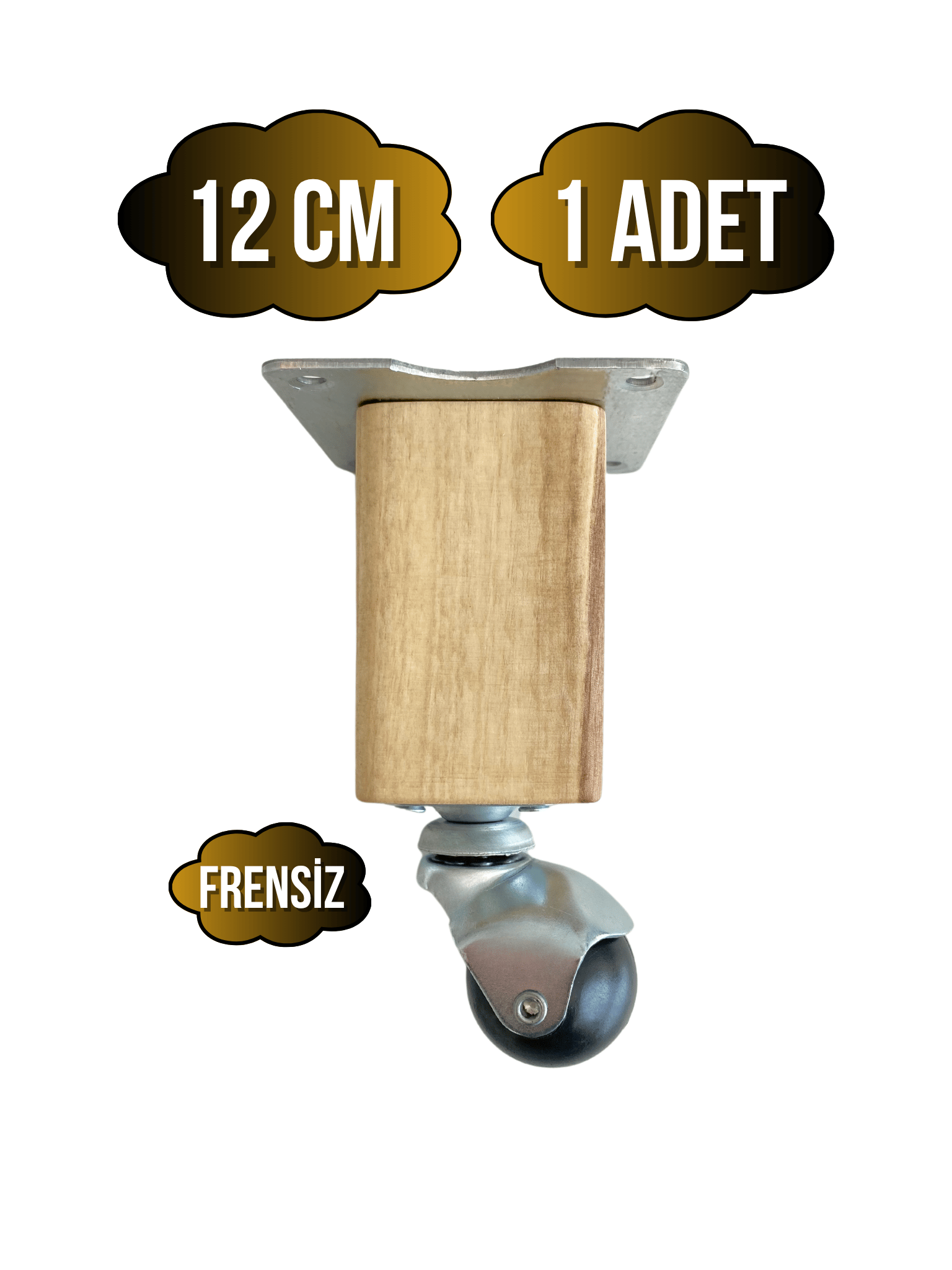Kale Ahşap Top Tekerli Ayak Mobilya Masa Dolap Tekerli Ayağı(FRENSİZ)(12CM - 15CM)(CEVİZ AĞACI)