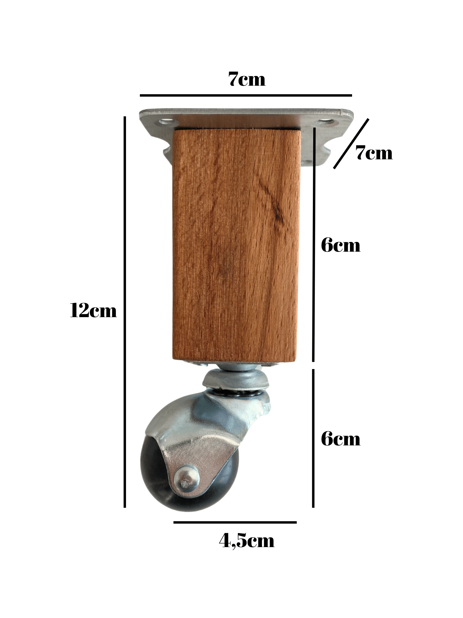 Kale Ahşap Top Tekerli Ayak Mobilya Masa Dolap Tekerli Ayağı FRENSIZ(12CM - 15CM)(KAYIN AĞACI)