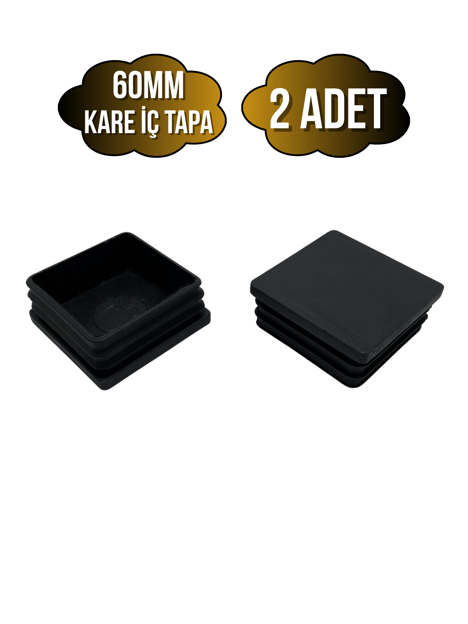 Kare Demir Profil İç Tapa Geçme Plastik Ayak Geçme Koruma Plastiği(60MM)(SİYAH)