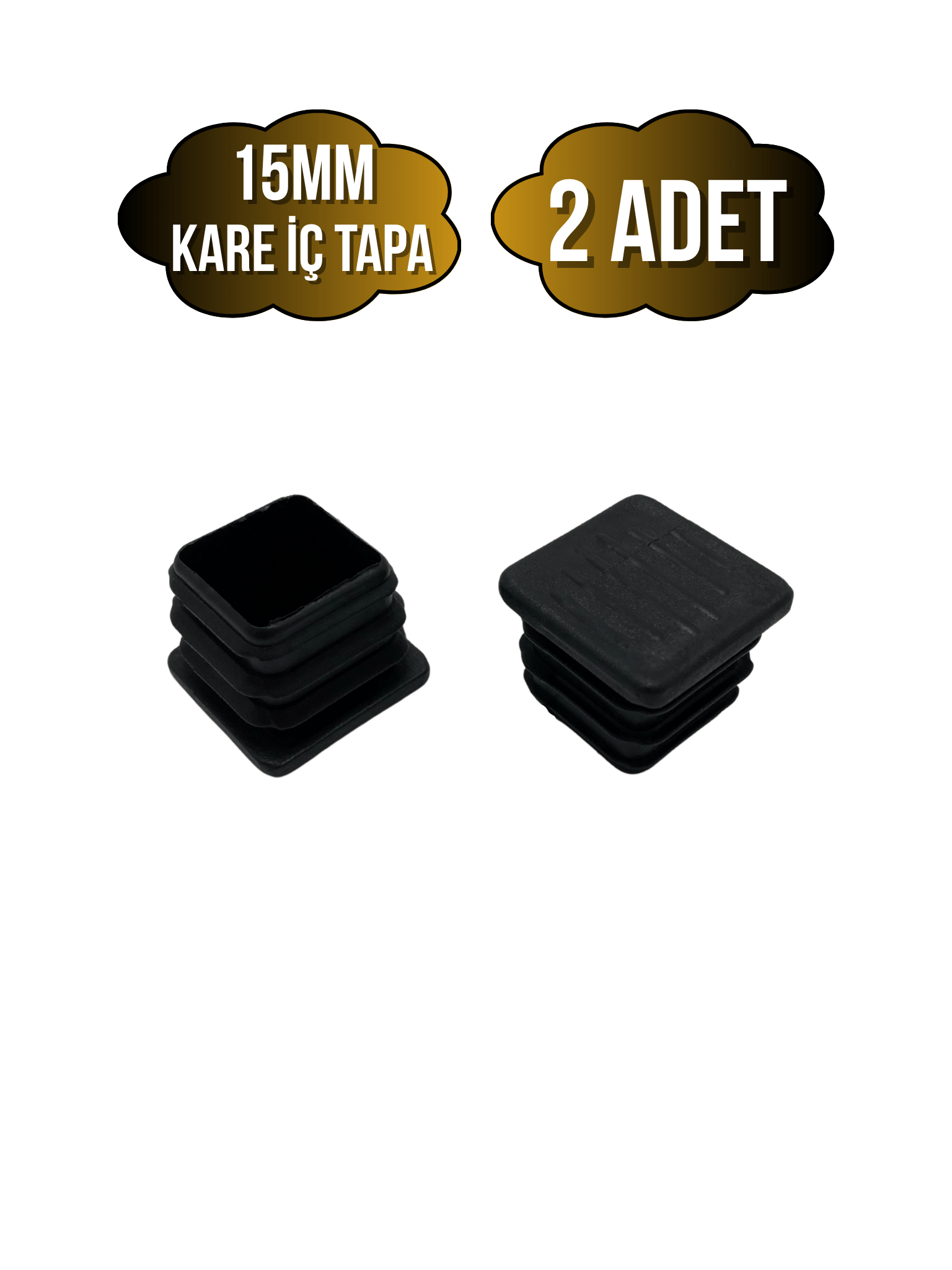 Kare Demir Profil İç Tapa Geçme Plastik Ayak Geçme Koruma Plastiği(15MM)(SİYAH)