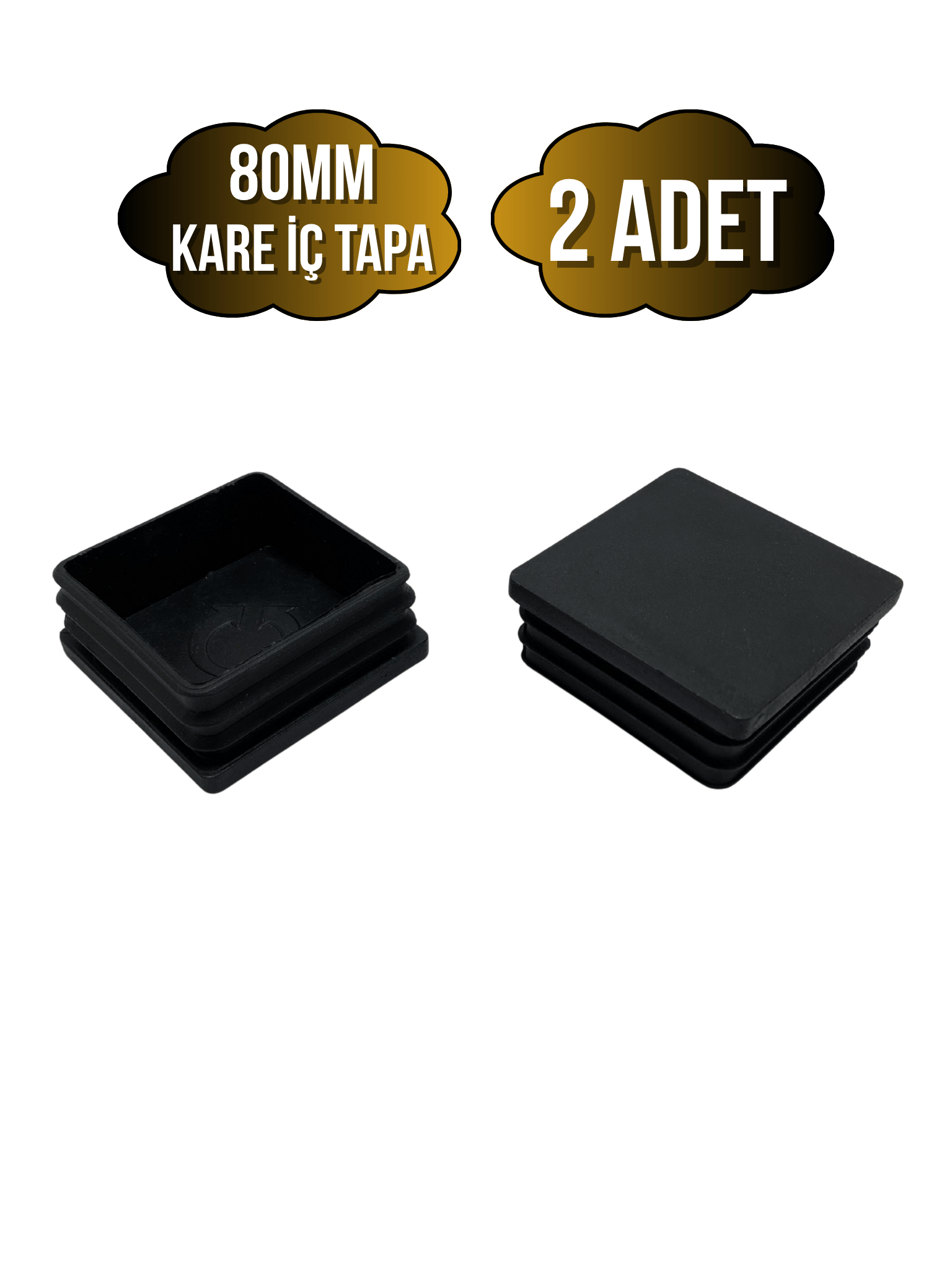 Kare Demir Profil İç Tapa Geçme Plastik Ayak Geçme Koruma Plastiği(80MM)(SİYAH)