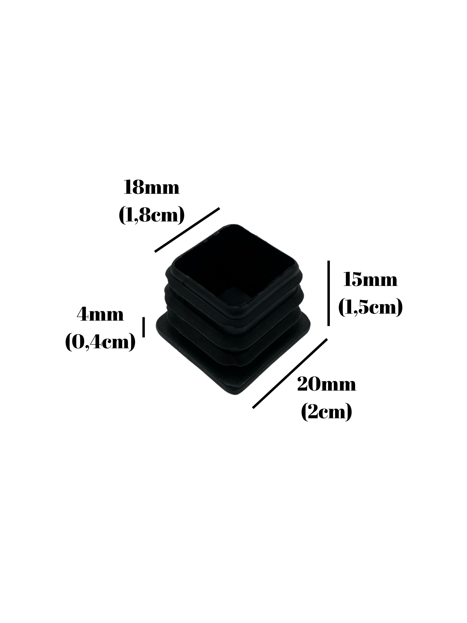 Kare Demir Profil İç Tapa Geçme Plastik Ayak Geçme Koruma Plastiği(20MM)(SİYAH)