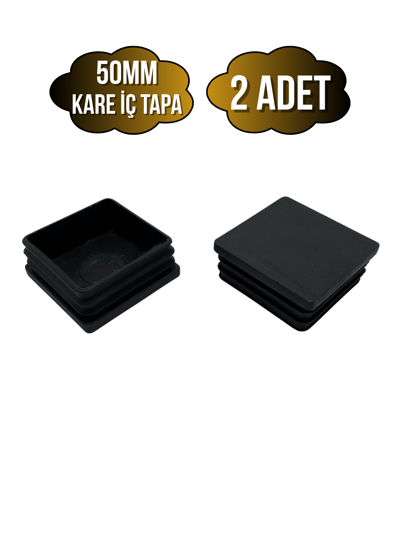 Kare Demir Profil İç Tapa Geçme Plastik Ayak Geçme Koruma Plastiği(50MM)(SİYAH)