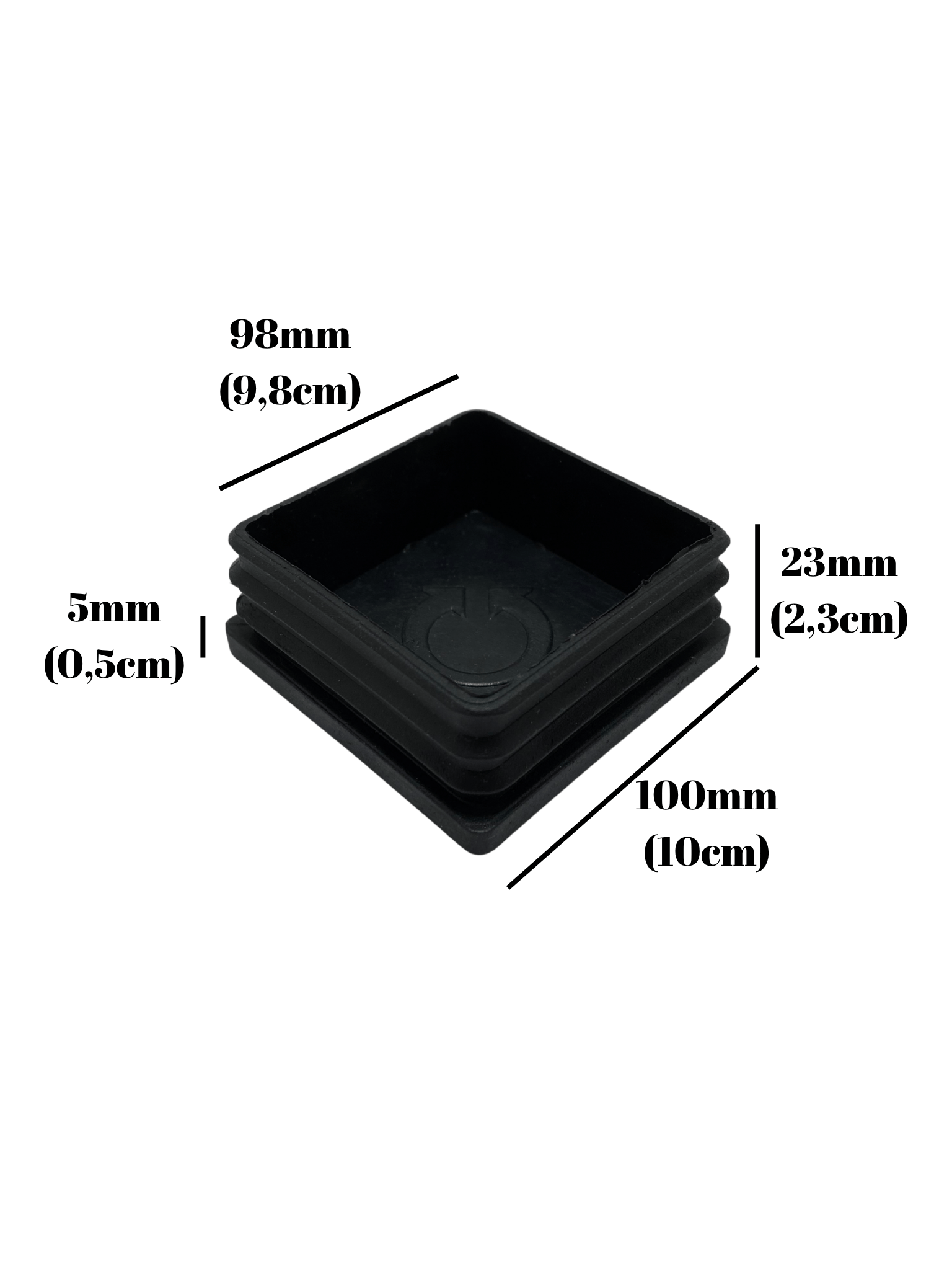 Kare Demir Profil İç Tapa Geçme Plastik Ayak Geçme Koruma Plastiği(100MM)(SİYAH)