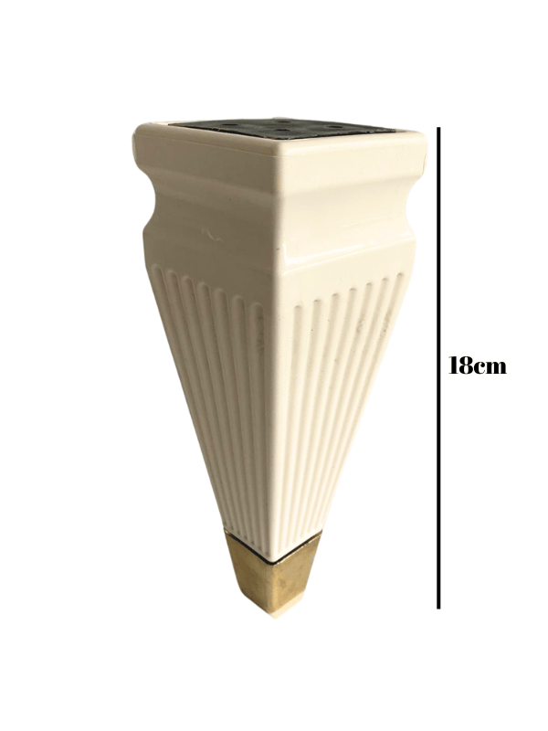 Kule Desenli Krem Plastik Ayak Mobilya Masa ve Dolap Ayağı(18cm - 23cm)(KREM - ALTIN)
