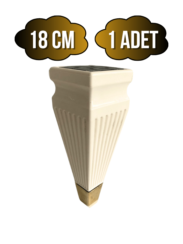Kule Desenli Krem Plastik Ayak Mobilya Masa ve Dolap Ayağı(18CM - 23CM)(KREM - ALTIN)