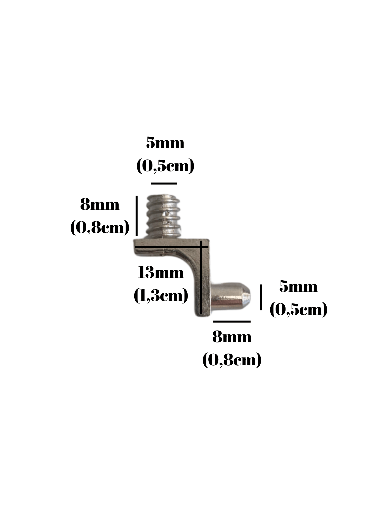 Metal 5mm Vidalı ve Geçme Raf Pimi Dolap Raf Altı Pimi(METAL)
