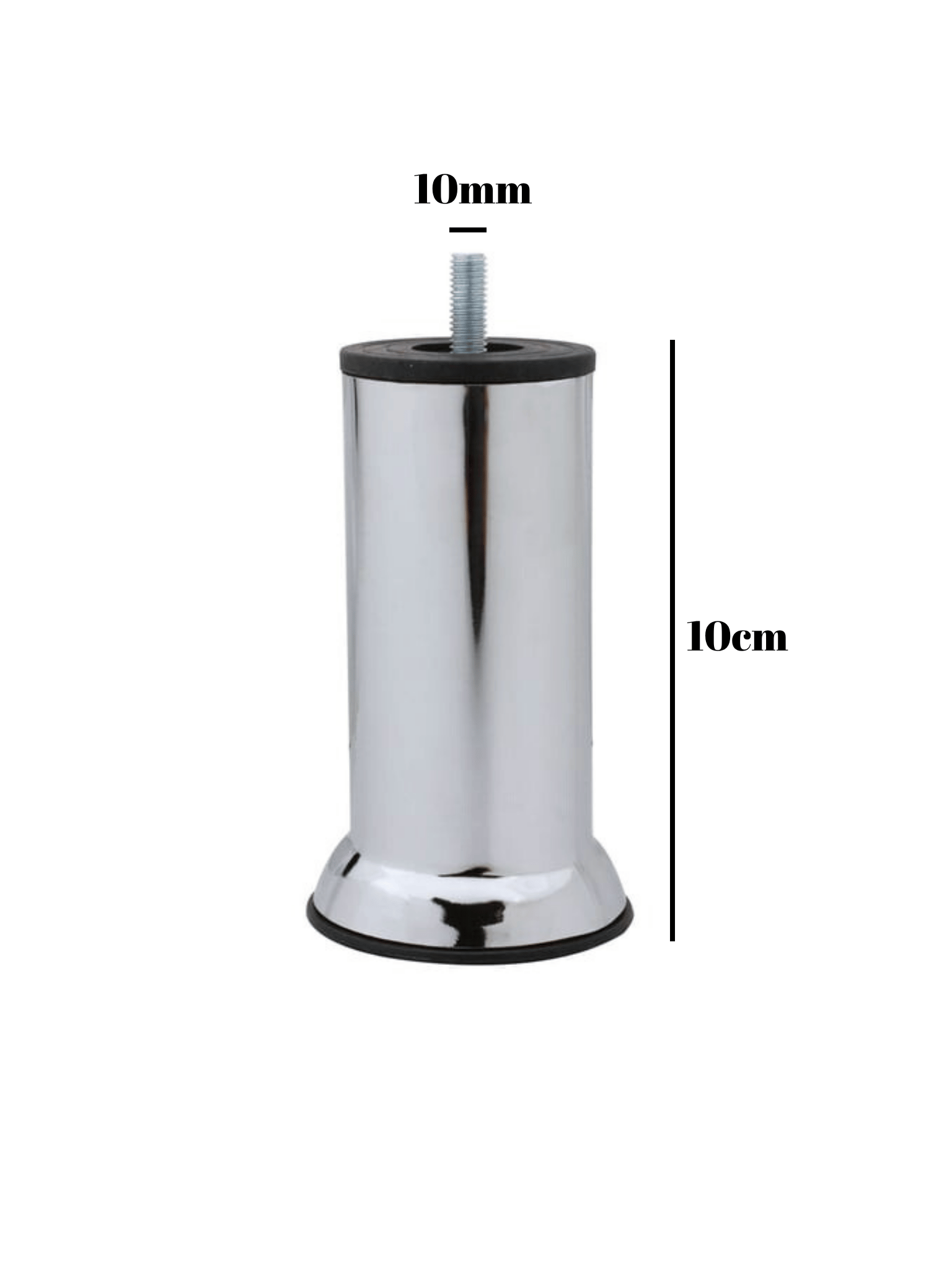 Metal Ayak Vidalı Pasolu Mobilya Yatak Koltuk Baza Ayağı(METAL)(10CM - 12CM)(KROM)(10MM)(VİDALI)