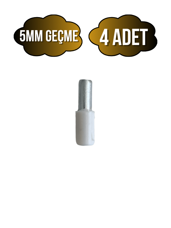 Metal Beyaz 5mm Geçme Raf Pimi Dolap Raf Altı Pimi(5MM)(METAL)(BEYAZ)