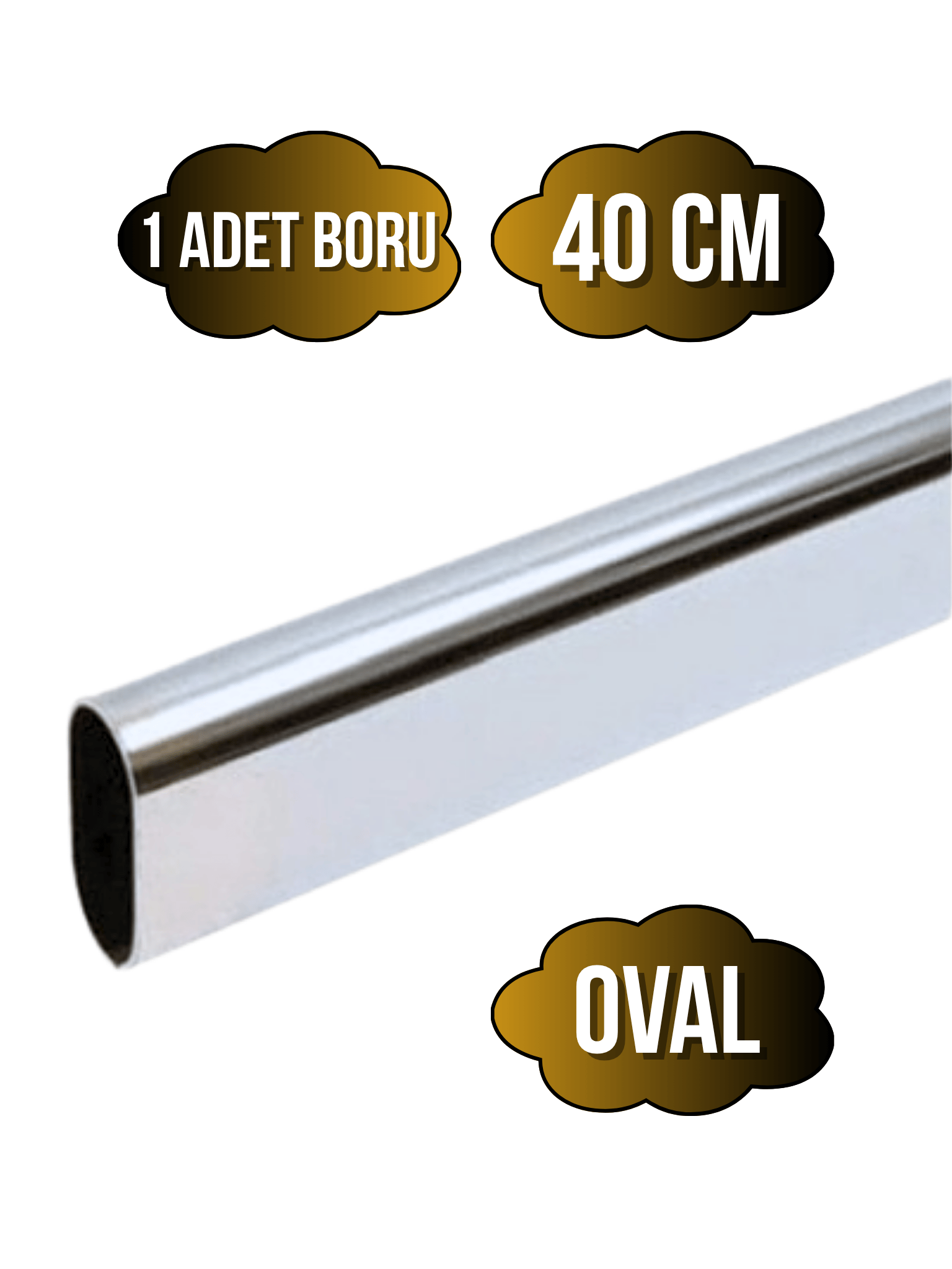 Metal Krom Oval Askı Borusu Mobilya Askı Borusu(METAL)(KROM)(OVAL)(EN:15MM BOY:30MM)
