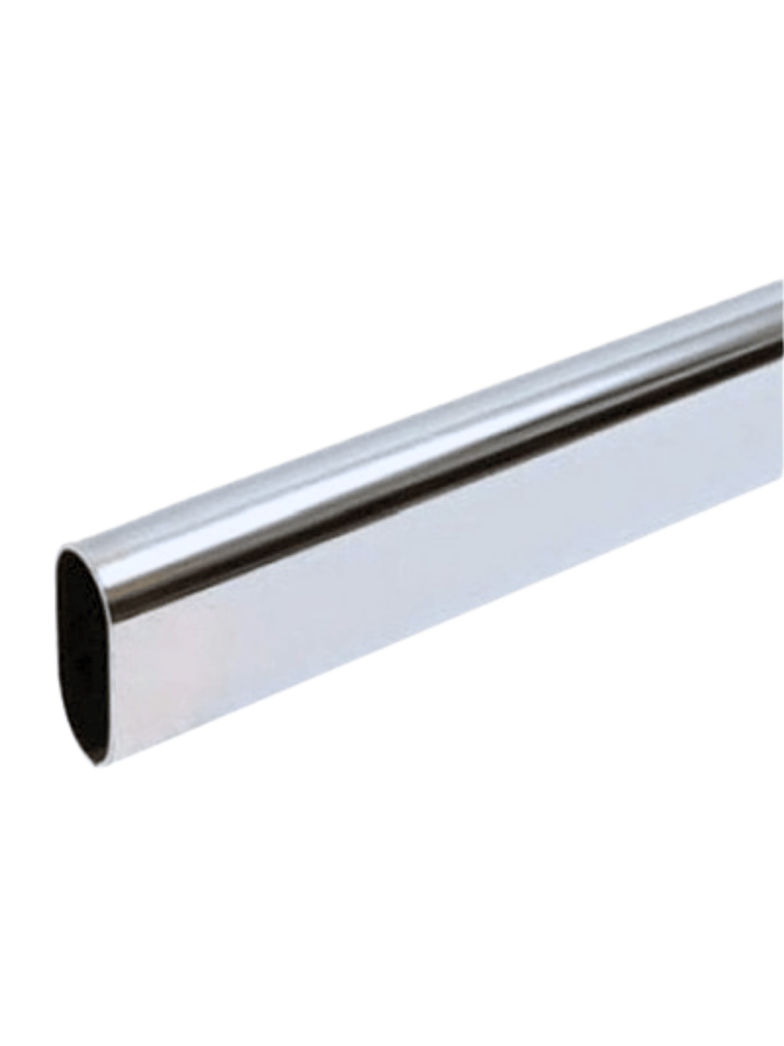 Metal Oval Krom Mobilya Dolap Askı Borusu(KROM)(OVAL)(2 ADET FLANŞ-1 ADET BORU)(BOY:30MM EN:15MM)