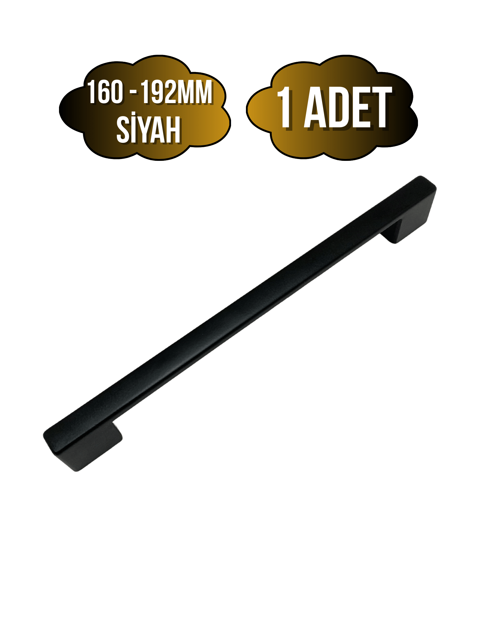 Nobel Köprü Düz Siyah Dolap Kulpu Mobilya ve Mutfak Dolap Kulpu(SİYAH)(160-192MM)
