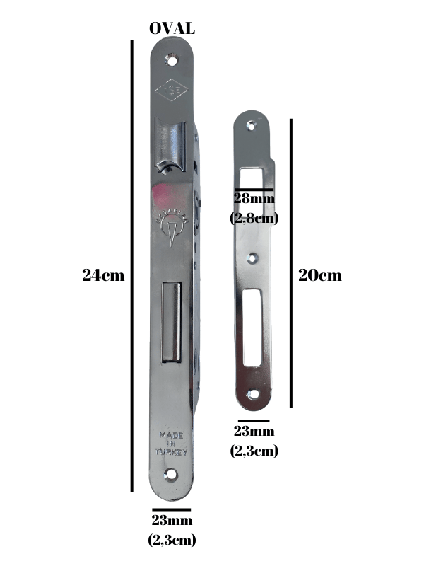 Oval 40mm Gömme İç Kapı Wc Kilidi Tuvalet ve Banyo Kapısı Kilidi(WC)(23mmx40mm)