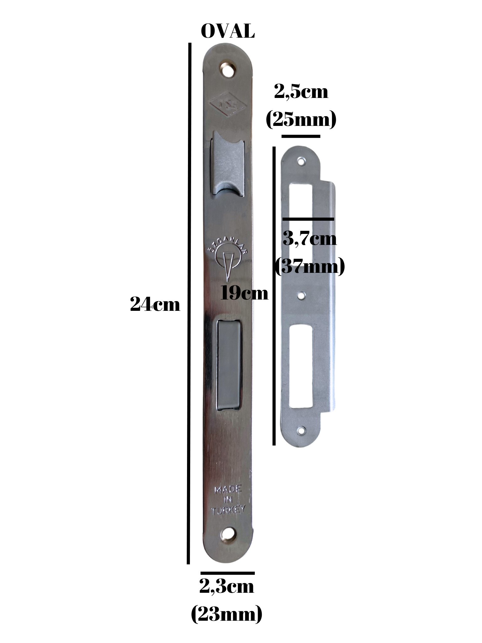 OVAL 40mm Gömme Sessiz İç Kapı WC Banyo Kilidi (WC)(23mmx40mm)