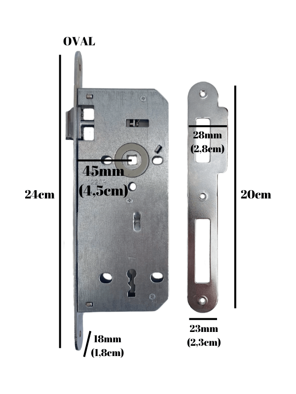 Oval 45mm Gömme İç Kapı Oda Kilidi(ODA)(18mmX45mm)