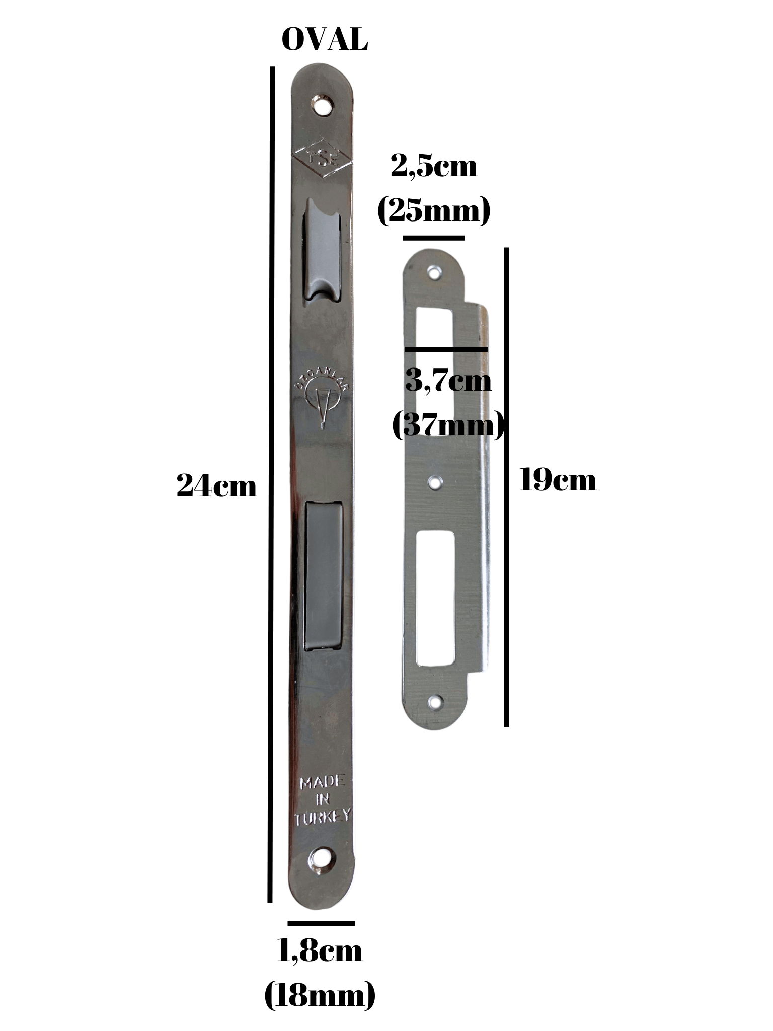 Oval 45MM Gömme Sessiz Iç Kapı Oda Kilidi (ODA)(18MMX45MM)