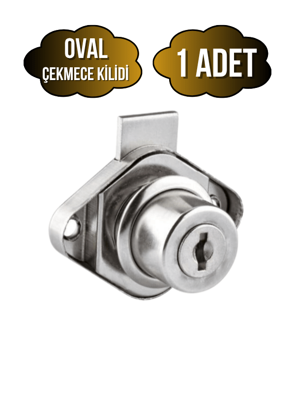 Oval Çekmece Kilidi Anahtarlı Dolap Mobilya Kilidi(OVAL)
