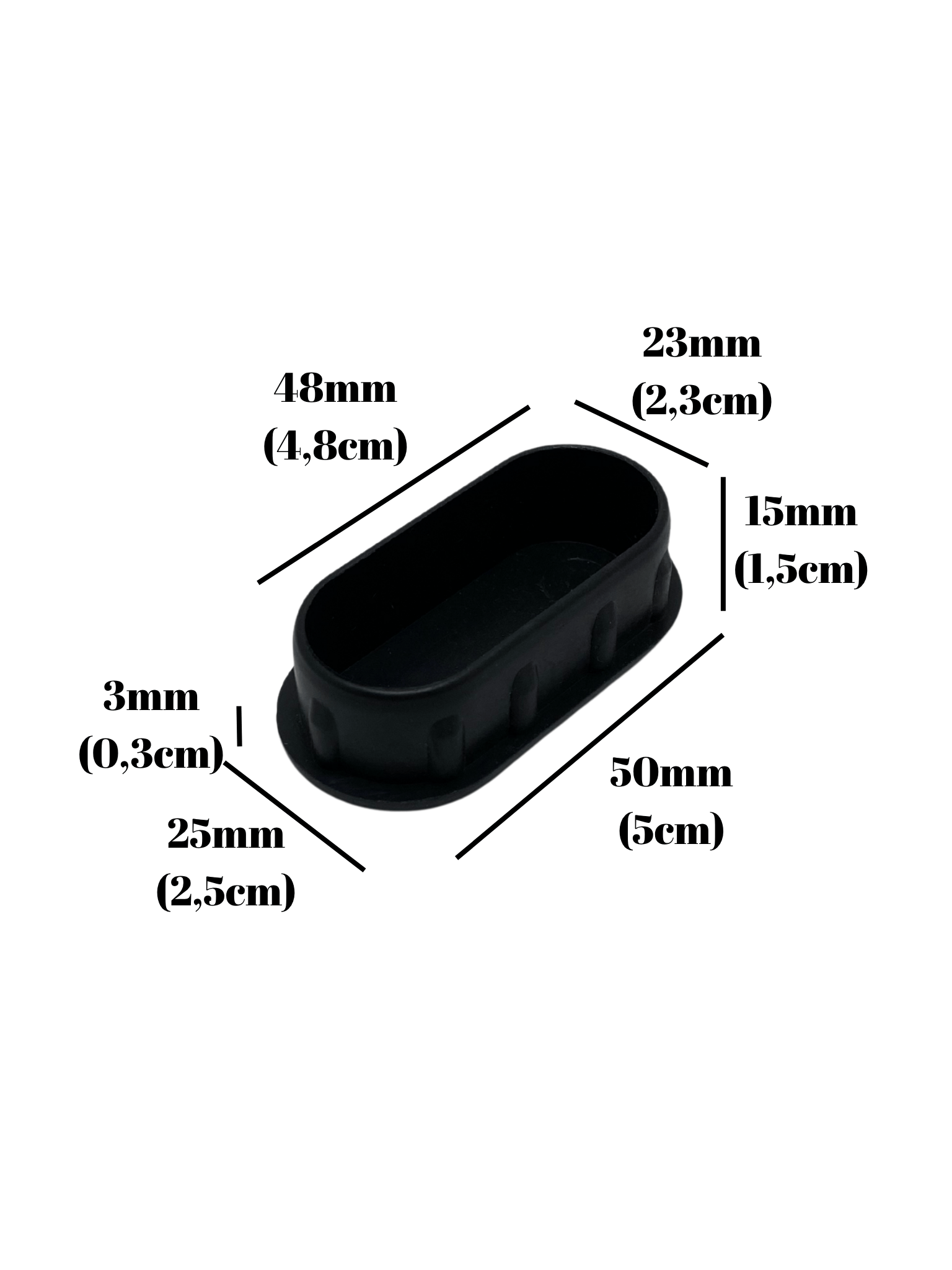 Oval Demir Profil İç Tapa Geçme Plastik Ayak Geçme Koruma Plastiği(50MM x 25MM)(SİYAH)