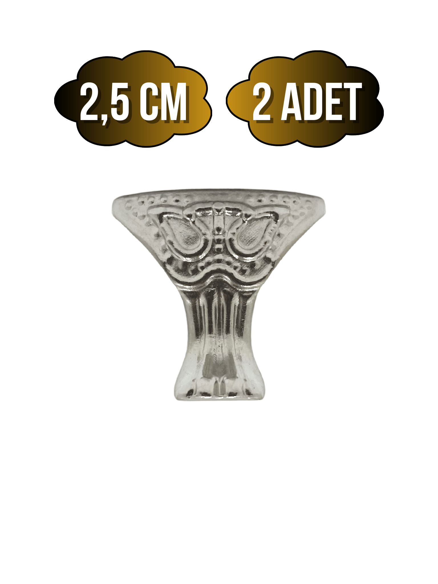 Pati Metal Ayak Çeyiz ve Hediye Kutusu Mobilya Ayağı(2,5CM)(GÜMÜŞ)