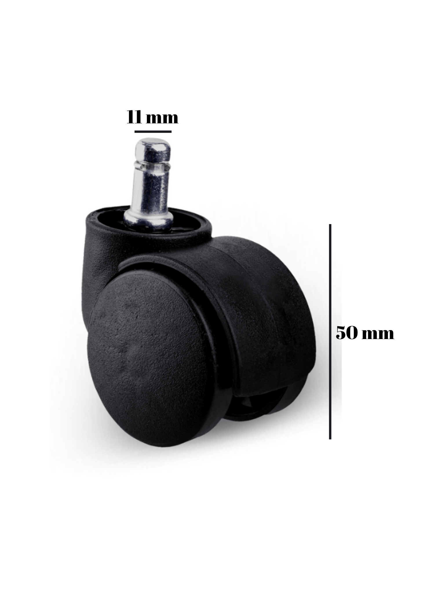 Pimli 11 mm Sandalye Tekeri Geçme Koltuk Tekeri 50 mm(SİYAH)