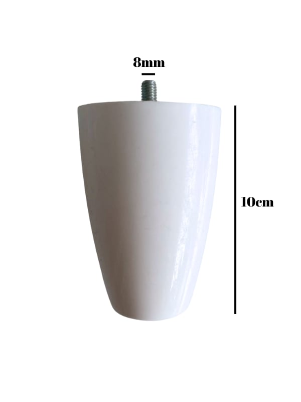 Plastik Ayak 8mm Vidalı Mobilya Koltuk ve Baza Ayağı(BEYAZ)(10CM)(8mm Vidalı)