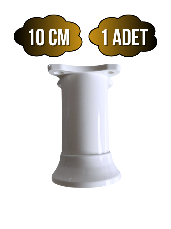 Plastik Beyaz Ayarlanabilir Ayak Masa Dolap ve Mobilya Ayağı(BEYAZ)(10CM)