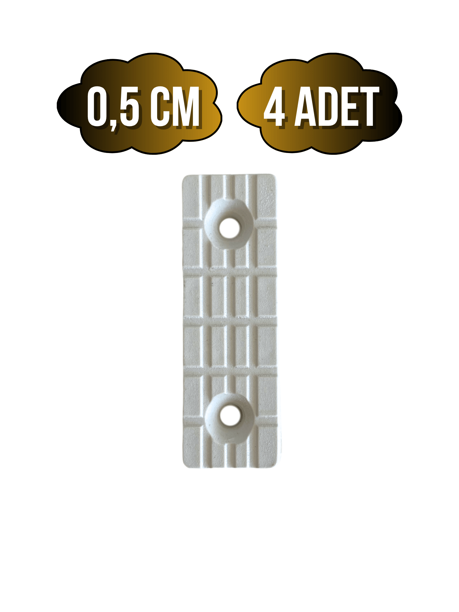 Plastik Beyaz Baza Papuç Dolap ve Mobilya Ayağı(BEYAZ)(BOY:5CM EN:1,5CM YÜK:0,5CM)