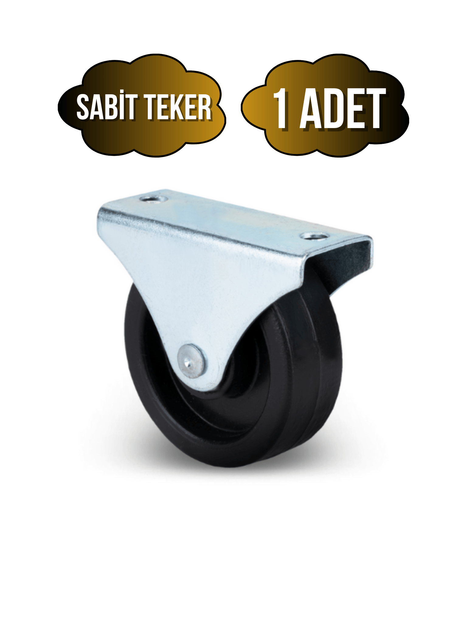 Sabit Tabanlı Masa Tekeri Sehpa ve Dolap Tekeri(Teker Çapı:28MM Yükseklik:40MM)(KROM-SİYAH)