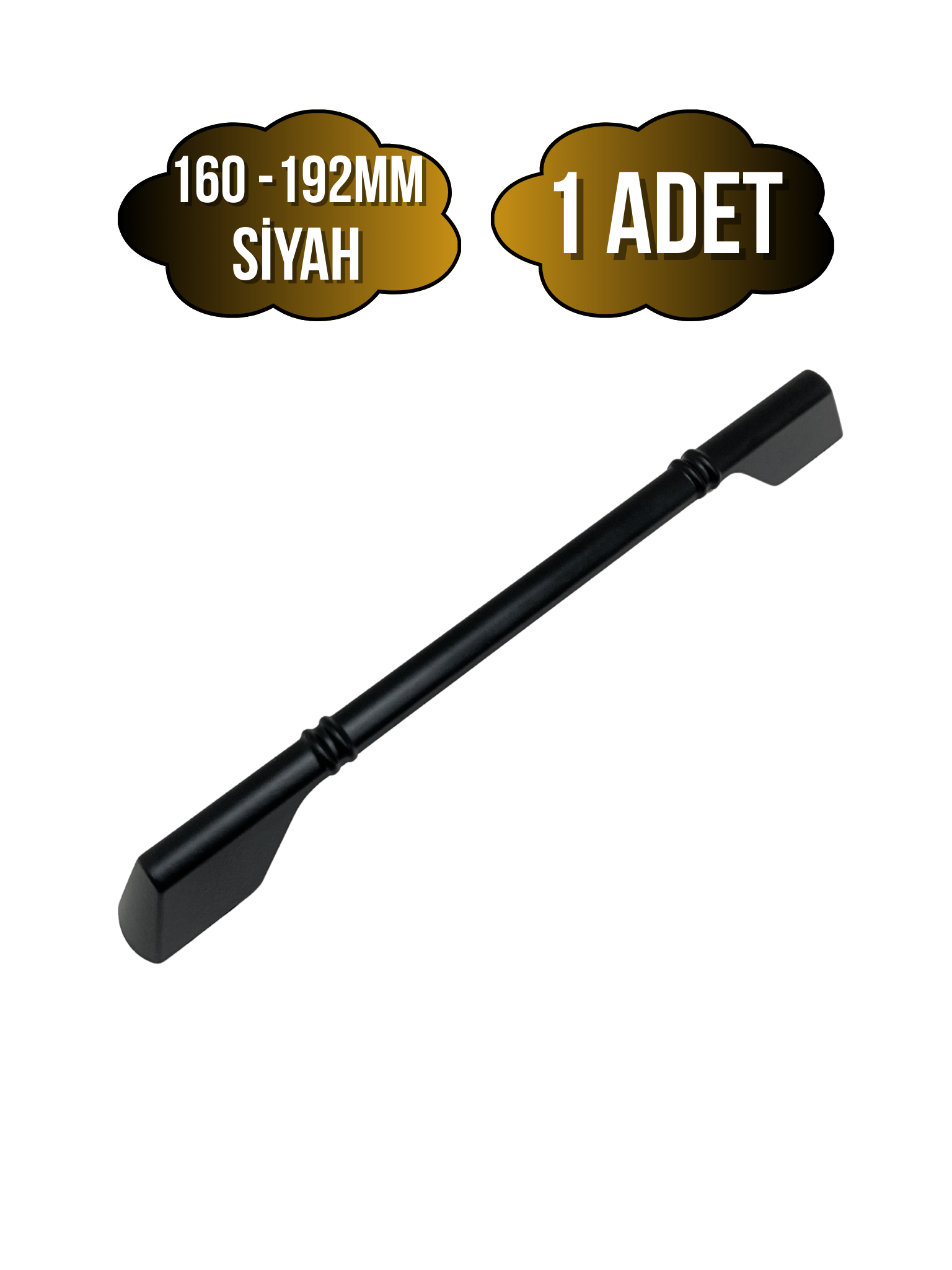 Saroz Düz Siyah Metal Dolap Kulpu Mobilya ve Mutfak Dolap Kulpu(SİYAH)(160-192MM)