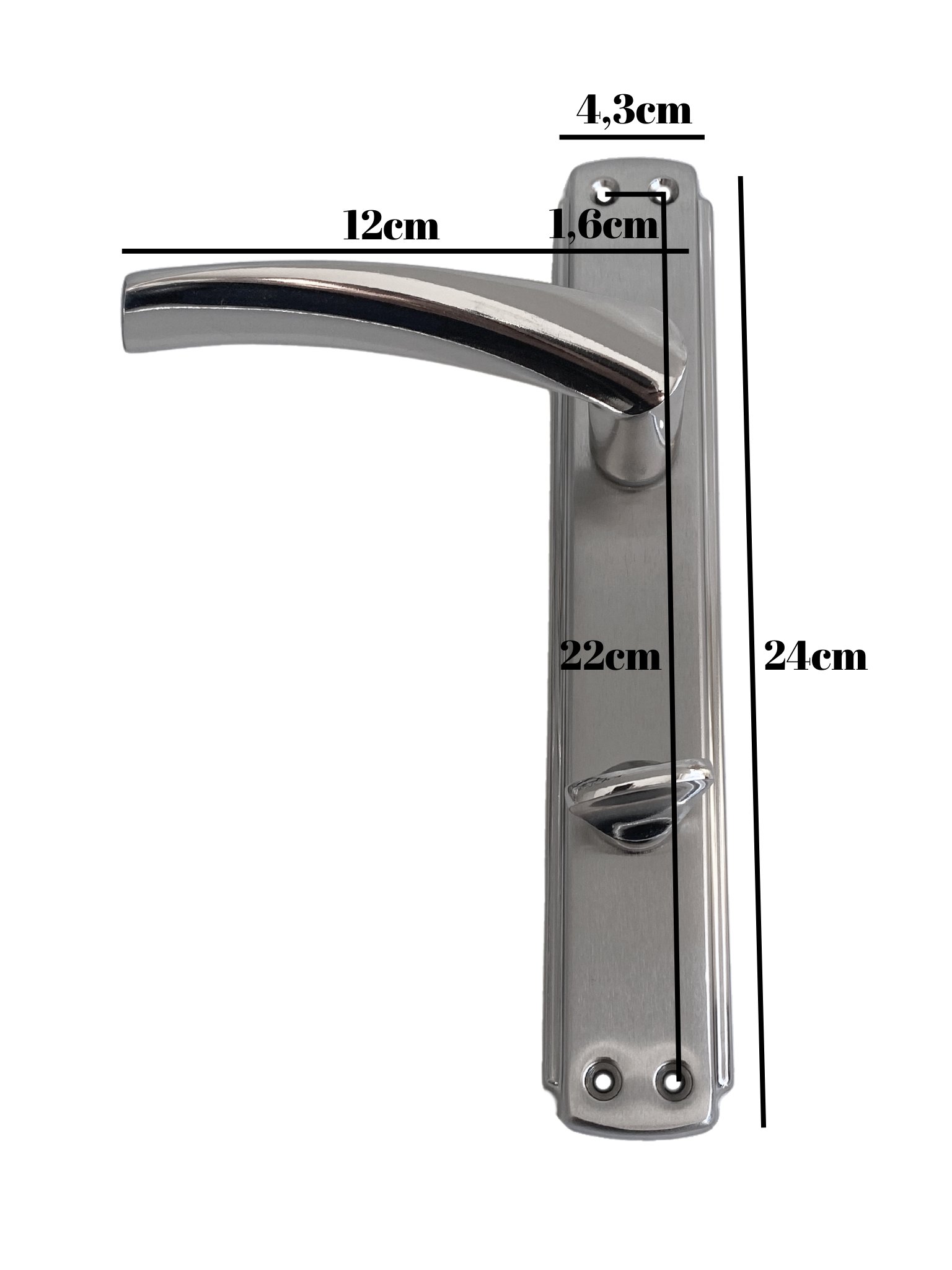 Serçe Bravo Krom Kapı Kolu Tuvalet(WC) ve Banyo Kapısı Kolu Aynalı Bir Kapılık WC(1 Takım)(SOL - SAĞ)
