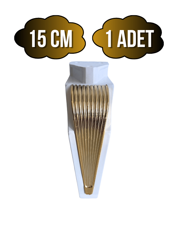 STİL 15CM Plastik Ayak Mobilya Masa ve Dolap Ayağı(15CM)(BEYAZ - ALTIN)