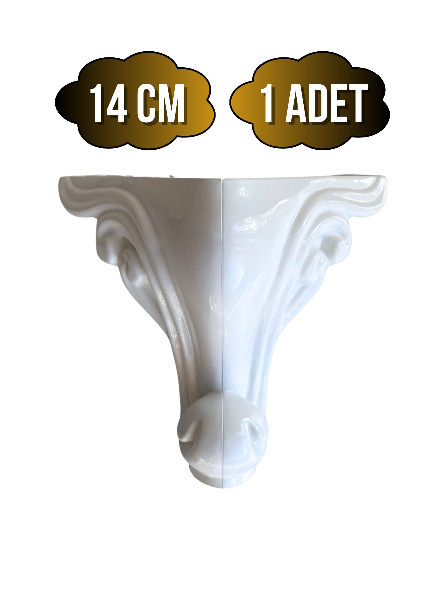 Sultan Lükens Desenli 14CM Beyaz Plastik Ayak Mobilya Masa ve Dolap Ayağı(14CM)(BEYAZ)