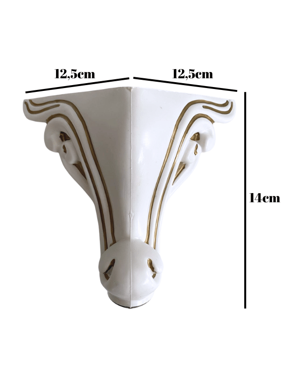 Sultan Lükens Desenli 14CM Plastik Ayak Mobilya Masa ve Dolap AYAĞI(14CM)(BEYAZ ALTIN VARAK)