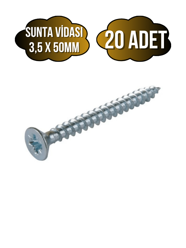 Sunta Vidası 3,5x50mm Çinko Ahşap MDF Montaj Vidası(3,5X50MM)
