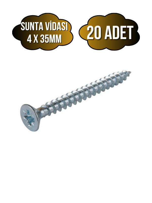 Sunta Vidası 4x35mm Çinko Ahşap MDF Montaj Vidası(4X35MM)