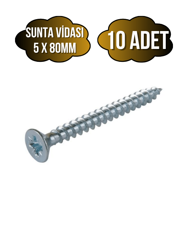 Sunta Vidası 5x80mm Çinko Ahşap MDF Montaj Vidası(5X80MM)